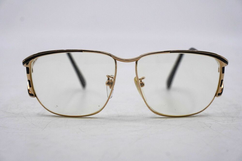 Vtg Tura Mod-233 Designer Eyeglasses Frames 58-14-135 Gold Black Full Rim Japan